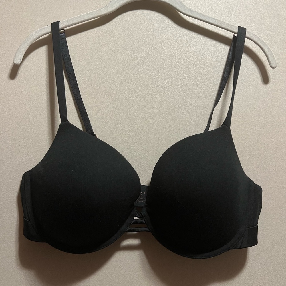ELL ALE Black Push Up Bra Size 38 D Rose Gold Tone Hardware